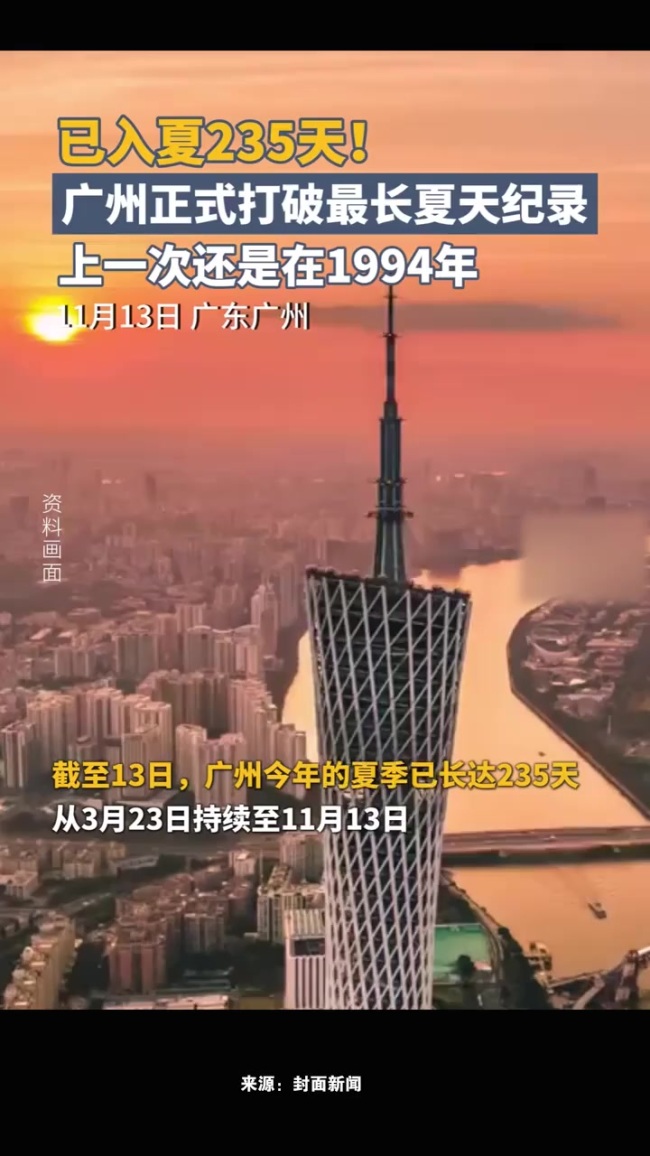 广州2024年夏天已达235天，正式打破最长夏天纪录  第1张