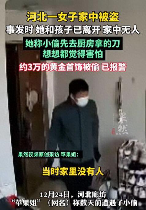 家中被盗，女子回看视频发现小偷先去厨房拿的刀：想想都害怕！万幸家中无人  第1张